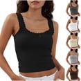 thumbnail image 1 of JDQJBZ Camisole pour Femmes Couleur Unie Col Rond Dentelle Sans Manches Camisole Décontractée, 1 of 4