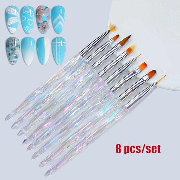 Misscheering 8 unids/set Aurora acrílico Nail Art pintura bolígrafos para diseño de uñas suave pincel delgado gradiente Gel dibujo DIY cepillo
