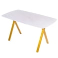 thumbnail image 3 of Mintazer 51" Modern Rectangular Dining Table with Marble Tempered Glass Top & Gold Metal Legs, Kitchen Table for 4-6 People, Gold & White, 3 of 10