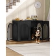 thumbnail image 3 of Hzuaneri Dog Crate Furniture, 46.5'' Wooden Indoor Dog Kennel with Multi‑Door & Anti‑Chew Iron Pipes for Medium‑Large Dogs, Black, 3 of 10