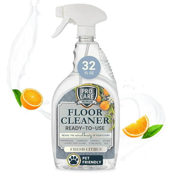 Citrus Floor Cleaner (Made in USA) | Tile, Stone, Laminate, Vinyl & Natural Wood Floor Cleaner for Mopping, Floor Cleaning Solution with Citrus Aroma - 32oz / 0.95L Spray Bottle