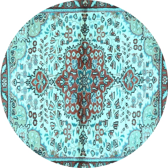 Ahgly Company Indoor Round Persian Light Blue Traditional Area Rugs, 8' Round