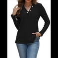 thumbnail image 2 of Camisas Elegantes de Textura para Mujer, de Algodón Básico con Rayas en las Axilas - Sudadera con Capucha Negro M, 2 of 8