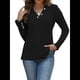 thumbnail image 2 of Camisas Elegantes de Textura para Mujer, de Algodón Básico con Rayas en las Axilas - Sudadera con Capucha Negro S, 2 of 8