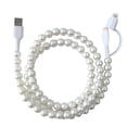thumbnail image 1 of Beaded Cords Multi Fast Beaded Phone Charger Cable Beaded Charger 2 In USB Multi Charger Iphones In USB To C Fast Charging Beaded White Pearl, 1 of 7