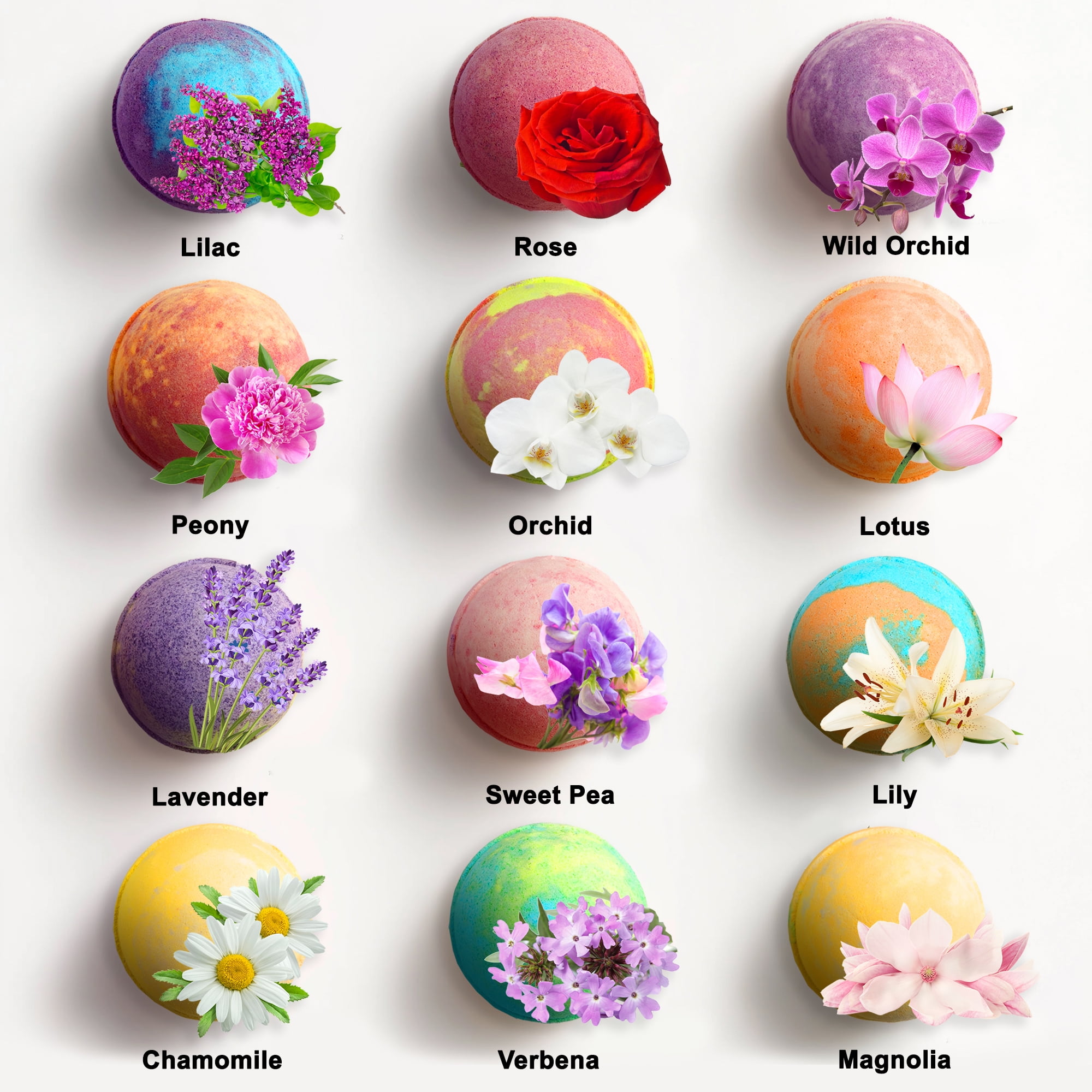 Aqua Elegante Flower Bath Bombs Gift Set - 12 Large Bathbombs For Women With Natural Shea Butter