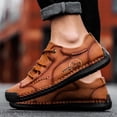 thumbnail image 6 of Mens Leather Casual Shoes Vintage Non-slip Loafers Lightweight Comfortable Minimalist Driving Walking Shoes Brown 8.5 US, 6 of 7