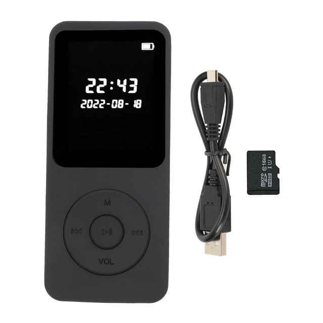 Reproductor MP3 MP4 Bluetooth 5.0 Pantalla LCD digital ultradelgada de 1,77 pulgadas Altavoces HD incorporados Reproductor de música HiFi portátil con tarjeta de memoria de 16 GB