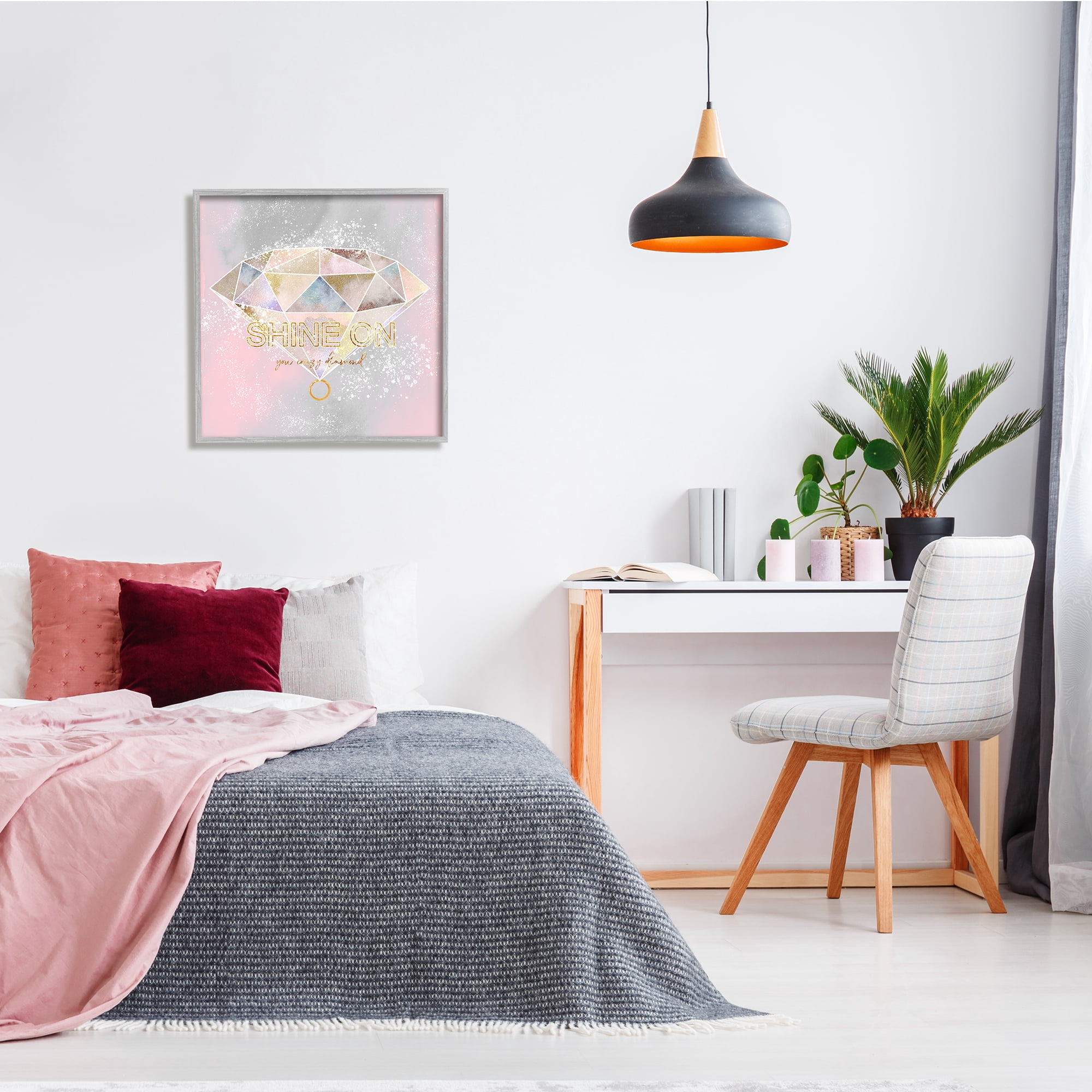 Stupell Industries Shine On Crazy Diamond Glam Pink Geometric Pattern, 24 x 24, Design by Ziwei Li