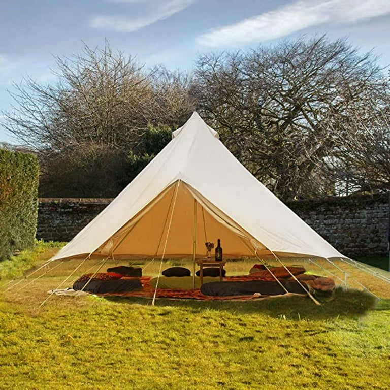 UNISTRENGH 4 Seasons 5M Waterproof Cotton Canvas Bell Tent With Chimney  Hole Glamping Tent For Camping - Walmart.com