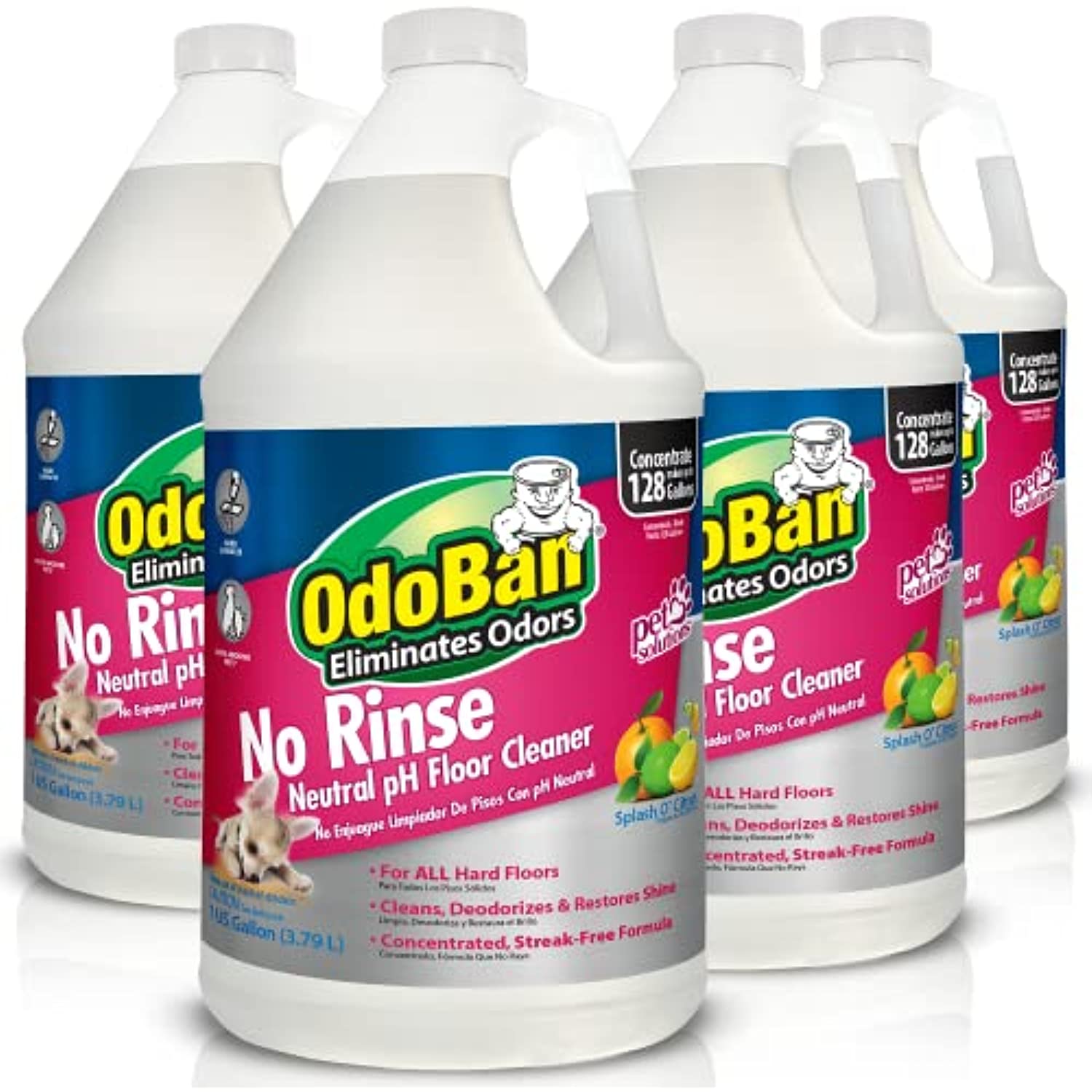 Odoban Pet Solutions 1 Gal Neutral Ph Floor Cleaner Concentrate, 4Pack