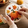 thumbnail image 5 of Pumpkin Decor, Halloween Embroidery Kit, Embroidery Starter Kit for Adult Beginner with Pumpkin Flower Pattern Hand Embroidery Set with Cloth Hoop Needle Threader Floss and Instruction, 7.87in, 5 of 8