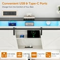 thumbnail image 6 of Wood Queen Bed Frame with Headboard & Storage Shelf, Holaki Farmhouse Queen Size Platform Bed Frame with 2 Drawers, Charging Station & LED Lights, Headboard with Sliding Barn Door, White, 6 of 9