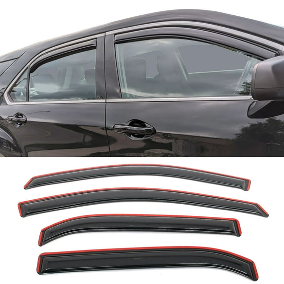 Ikon Motorsports In-Channel Window Visors for 2010-2017 Chevy Equinox Smoke Acrylic Sun Rain Guard Deflectors 4PCS