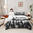 thumbnail image 4 of Homewish Winter Jungle 3 Pieces Queen Comforter Set for Teenagers Adults,Mountain Woodland Ultra Soft Bedding Sets,Abstract Gradient Black Bedding Comforter Set Breathable, 4 of 8