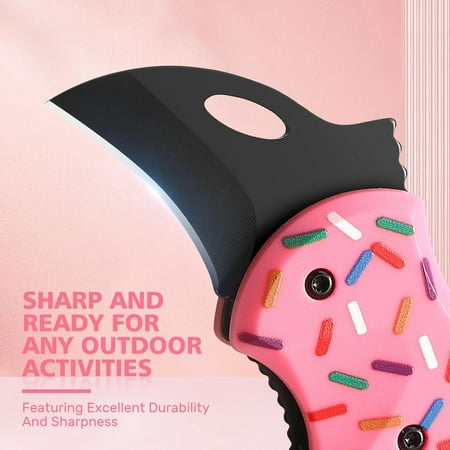 DASAW-Donut Folding Pocket Utility Knife 1.34 Blade Small EDC Knife Pink Pocket Knife for Women Men Cute Folding Knife Box CutterPerfect Christmas Gift for Women(Donut)