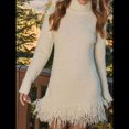 thumbnail image 3 of Vestido Tipo Suéter de Larga para Mujer, Informal, de Punto Acanalado, con Borlas, para Otoño. Albaricoque L, 3 of 8