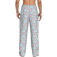 thumbnail image 3 of Uemuo Cute Rabbit Pattern Men's Wide Leg Palazzo Lounge Pants with Pockets Light Weight Loose Comfy Casual Pajama Pants-Large, 3 of 9