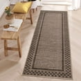 thumbnail image 2 of Garvee 2'x6' Modern Bordered Runner Rugs Checkered Rug for Hallway Bedroom, Washable Low Pile Rug Stain Resistant Indoor Carpet, Brown, 2 of 8