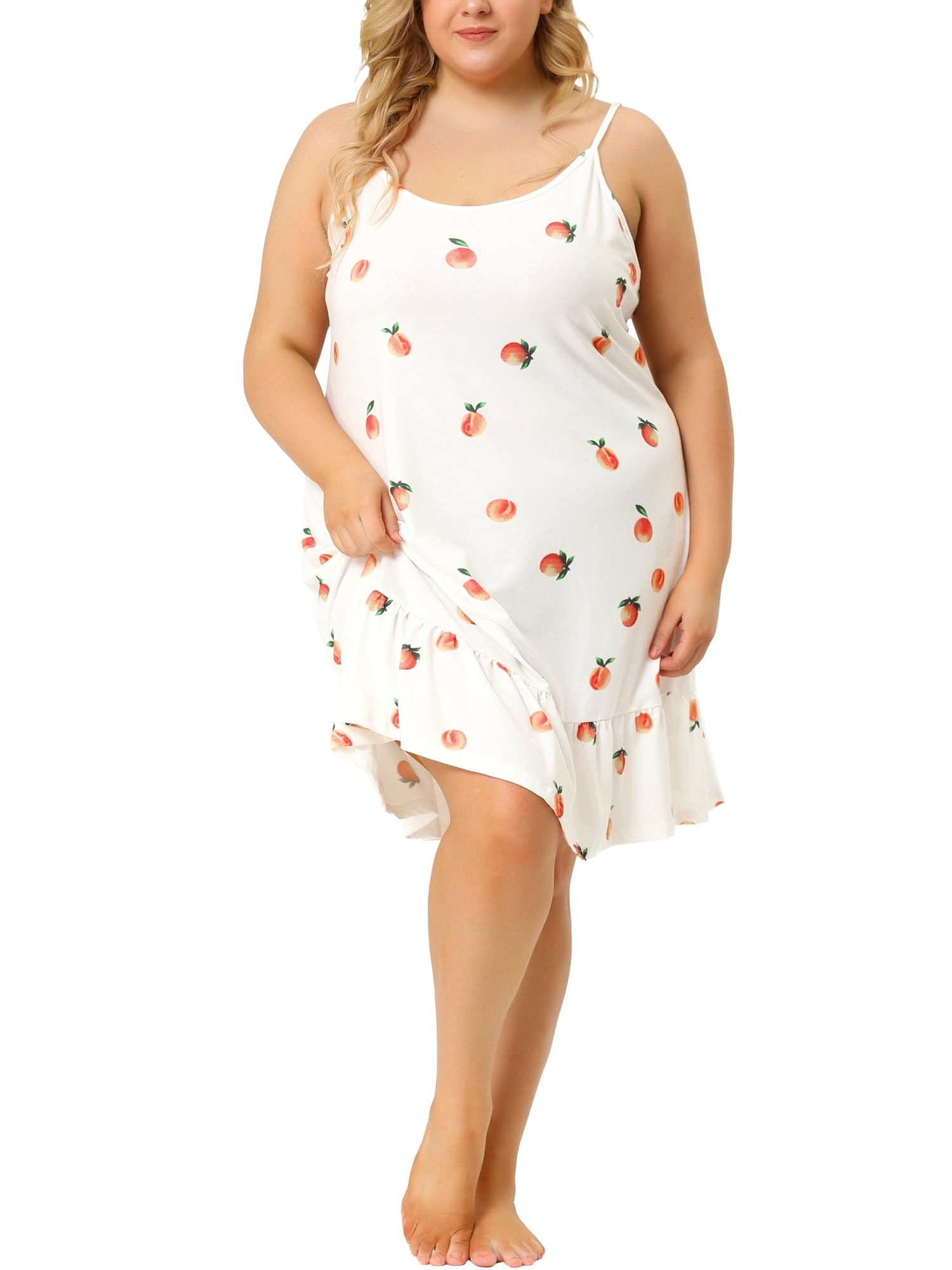 Unique Bargains Women's Plus Size NightgownSleeveless Sleep Dress Fruit