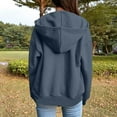 thumbnail image 6 of Front Zipper Jackets with Hood Womens Long Sleeve Full Zip Up Hoodie Sweatshirt Coat Pockets Loose Casual Outerwear (L, Navy), 6 of 6