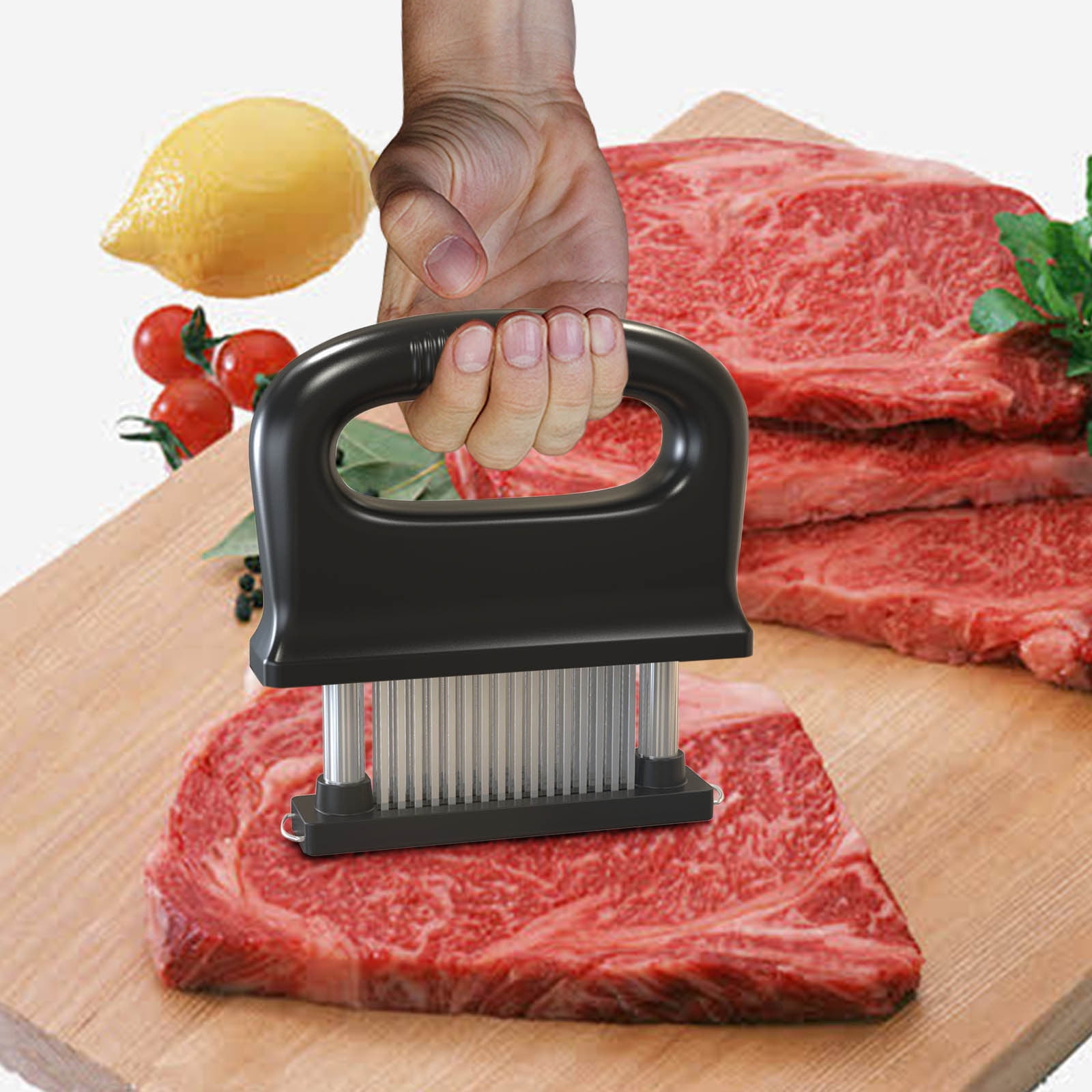 Riavzau Meat Tenderizer Tool With 48 Stainless Steel Blades - Kitchen Tenderizer For Beef, Chicken, Pork, Steak