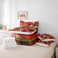 thumbnail image 6 of Manfei Modern Geometric Stripes 7-Piece Twin Bedding Sets,Geometric Lines Aesthetic Bedding Comforter Set,Brown Orange Pink Sheet Sets For Kids,Ultra Soft Home Decor Reversible, 6 of 8