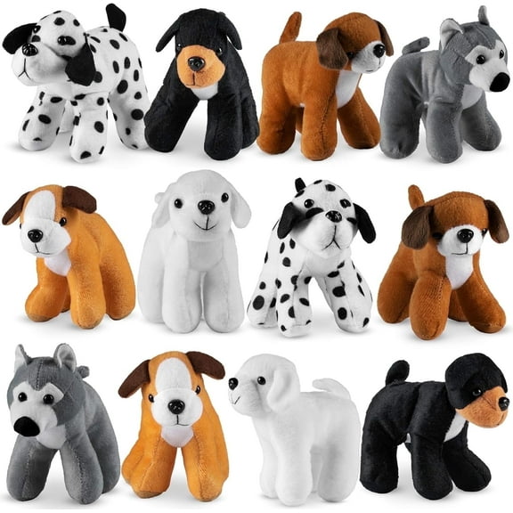 Bedwina 6-Inch Plush Puppy Toys, Assorted Stuffed Animals Toy Dog Plushies, 12-Pack
