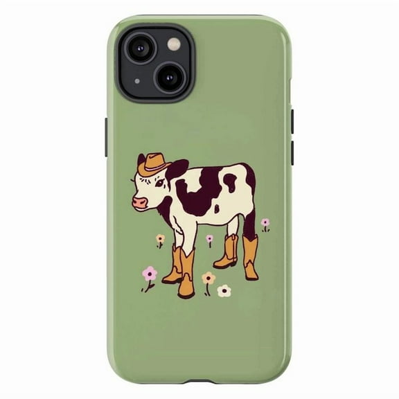 Cowboy Cow Phone Case, Cute Western Cow Design iPhone Cover, Funny Aesthetic Protective Case for iPhone 17 16 15 14 13 12 11 Plus Pro Max Mini