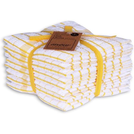 

Grid Terry Dish Cloth | Set of 8 | 12 x 12 Inches | Low Lint Super Soft and Absorbent |100% Cotton Dish Rags | Perfect for Household and Commercial Uses | Yellow