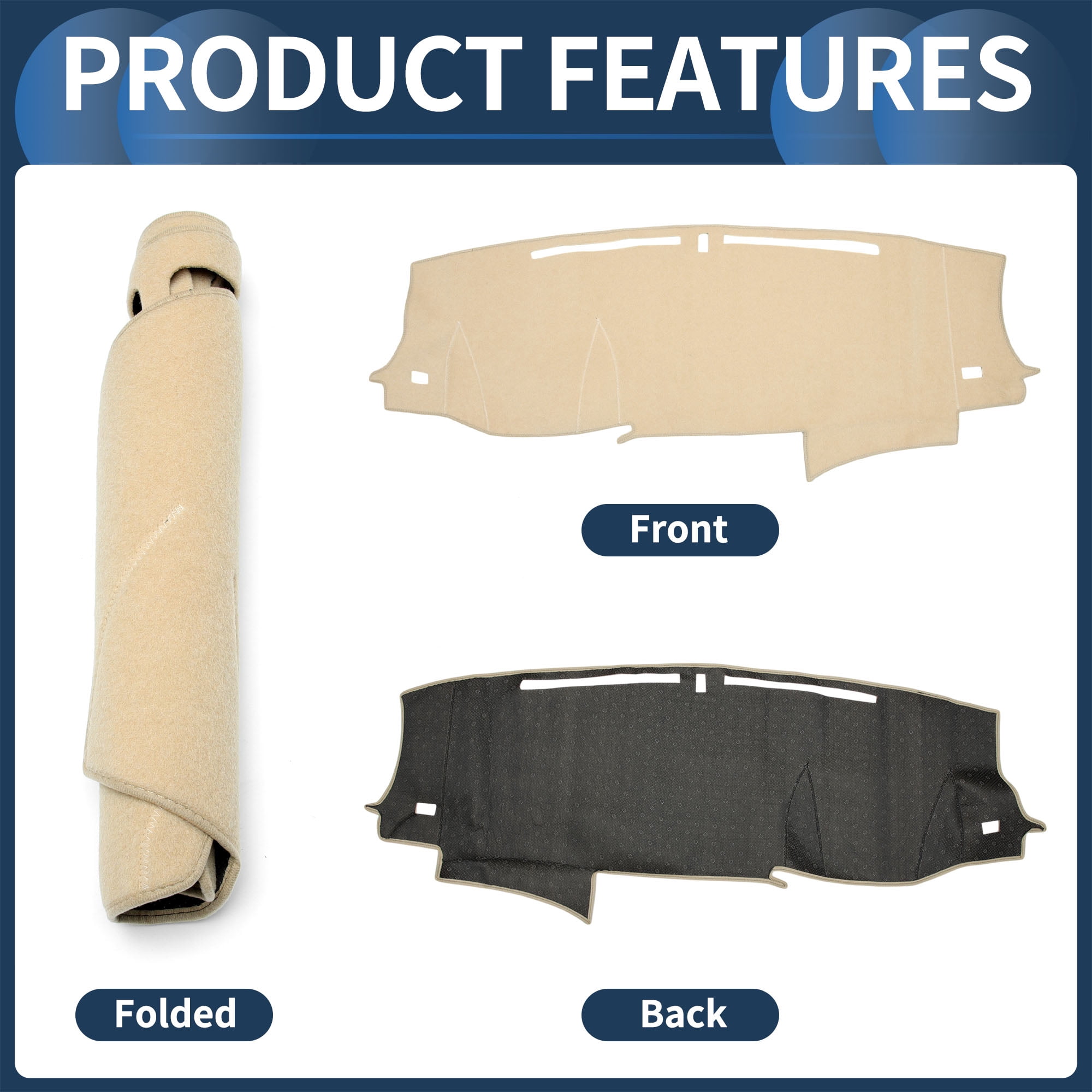 Dashboard Cover Dash Cover Mat Carpet for HONDA PILOT 2019-2024 Polyester Beige