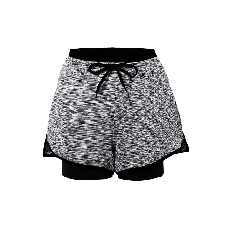 Women Workout Fitness Running Shorts Double Layer Active Yoga Gym Sport  Shorts 