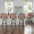 thumbnail image 4 of VECELO Swivel Bar Stools Set of 4 with Back and Armrest, Counter Height, PU Leather Upholstered Bar Chairs for Kitchen Island & Home, Brown, 4 of 11