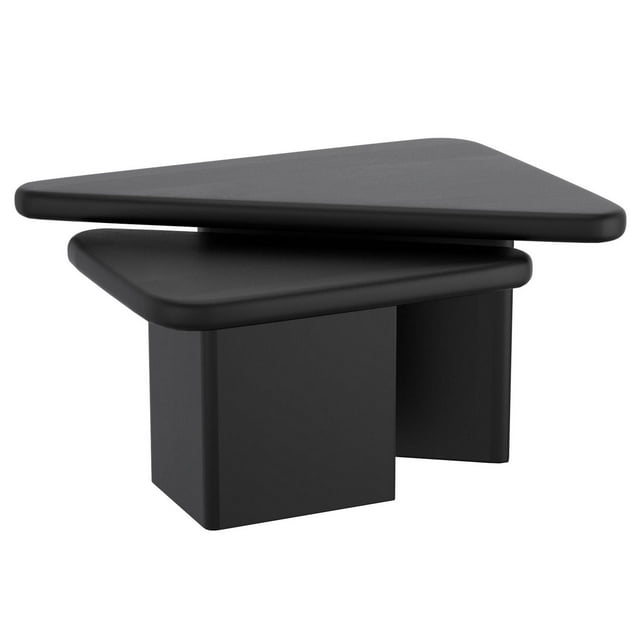 Milieu du siècle moderne Bois Massif Table de Basse, Jeu de 2 - Noir
