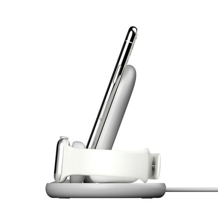 Belkin - 3-in-1 Wireless Charger - Fast Charging Stand for iPhone, Watch & AirPods - Qi-Certified Charger - Case Compatible - White