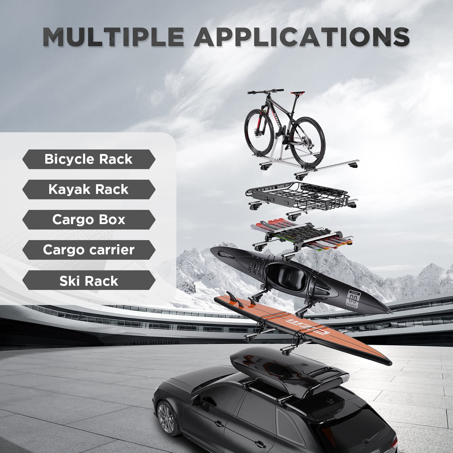 Tanx 52" Universal Crossbars with Locks,  200 lbs Aluminum Roof Rack Cross Bars, RB004