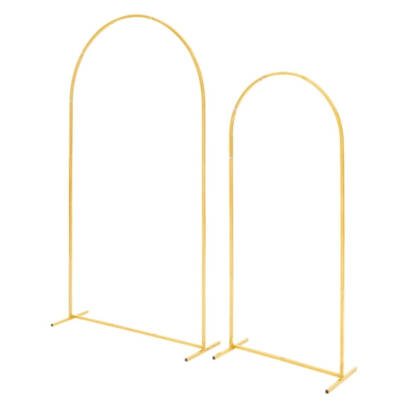 KFFKFF Set of 2 Gold Metal Arch Backdrop Stands, 7.2 ft and 6 ft, Durable and Easy to Assemble, Ideal for Weddings, Birthdays, Graduations, Celebrations, and Ceremonies