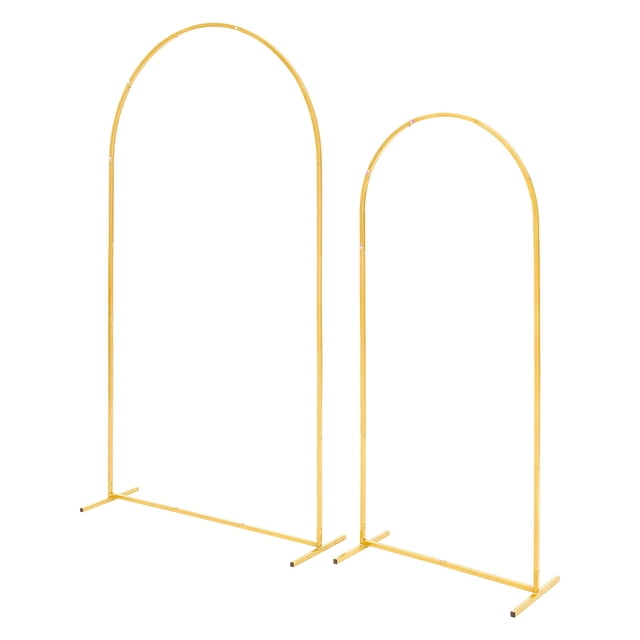 KFFKFF Arch Backdrop Stand, Set of 2, 7.2 ft and 6 ft, Stable Structure, Easy Assembly, Gold Metal Arch Backdrop Stand