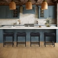 thumbnail image 5 of MIITODAY Bar Stools Set of 2, 25" Counter Height, PU Leather Saddle Stools for Kitchen Island, Black, 5 of 5