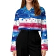 thumbnail image 3 of Iaqnaocc 4th Of July Womens Tops Button Down Collared Patriotic American Flag Stars Striped Festival Long Sleeve Tops America 250 Shirt Summer Outfits Blue XXL, 3 of 4