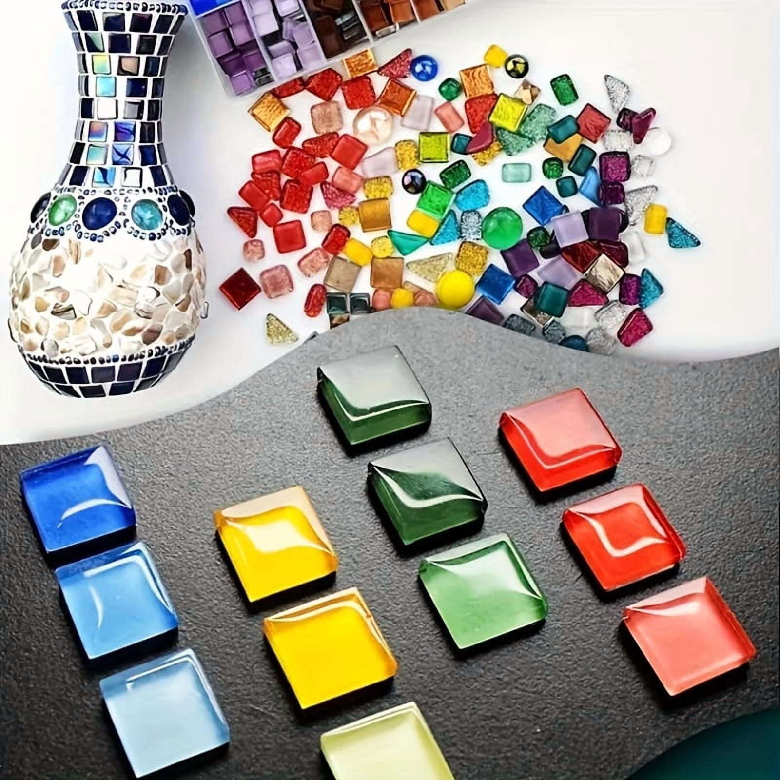 1100pcs Beautiful Mosaic Tile Kits, Bright Colors, Atmospheric And Shiny Appearance, Decorations, Suitable for Home Decoration, Handicraft Decoration, Suitable for Jewelry Boxes, Vases, Coasters