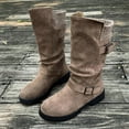 thumbnail image 6 of Dasayo Yellow Womans Boots Mid-Calf Slouch Motorcycle Buckles Western Round Toe Boots Ladies Shoes 39, 6 of 8