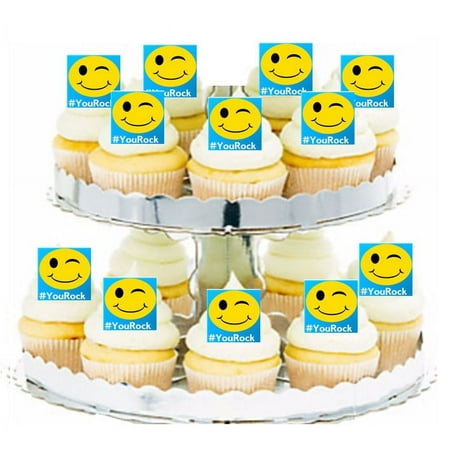 24pk Emotions #You Rock Edible Cupcake Decoration Toppers / Picks