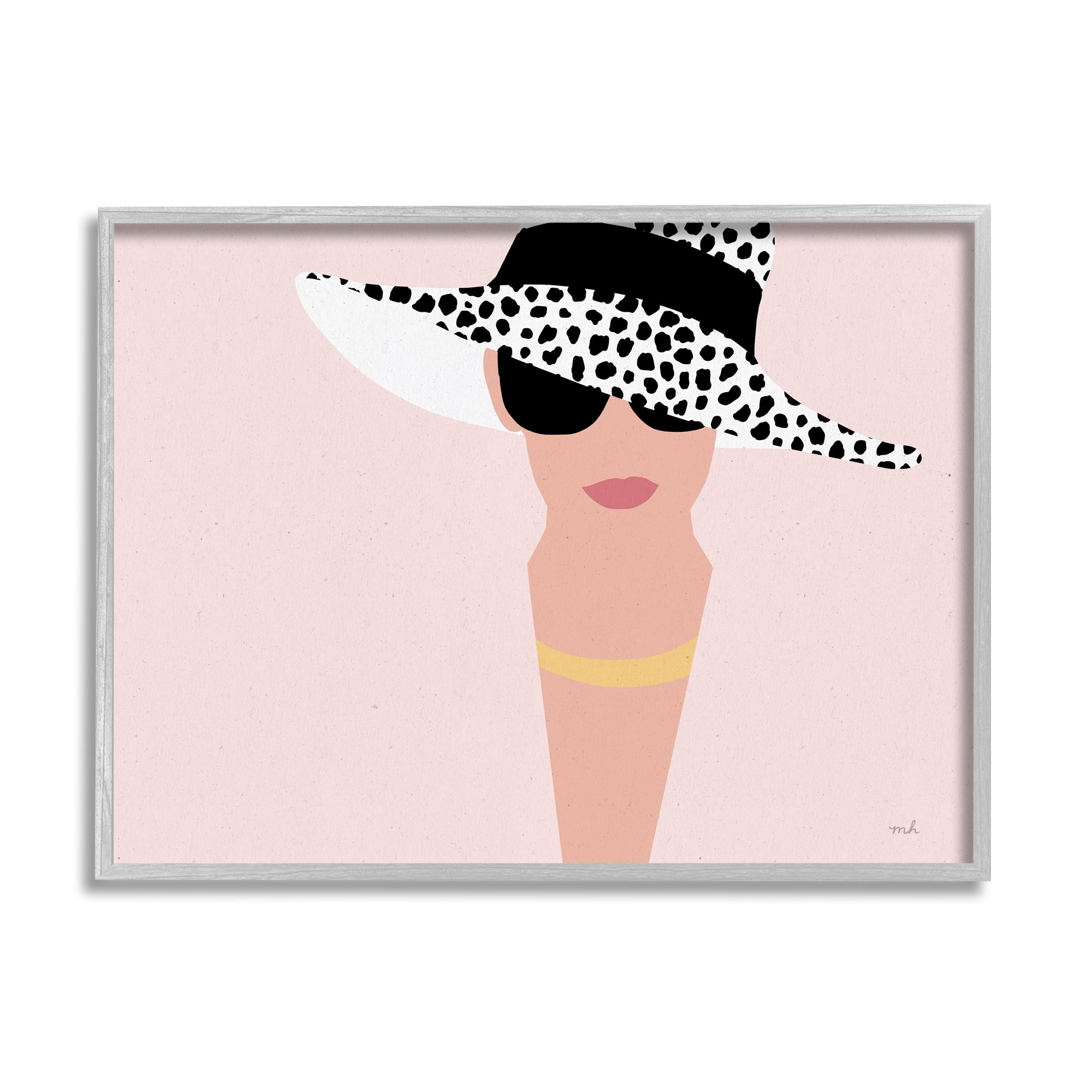 Stupell Industries Woman With Spotted Sun Hat Minimal Modern Portrait, 14 x 11, Design by Moira Hershey