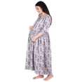 thumbnail image 1 of DWEEP SARA Purple And White Block Printed Maternity Dress, L/40, 1 of 8