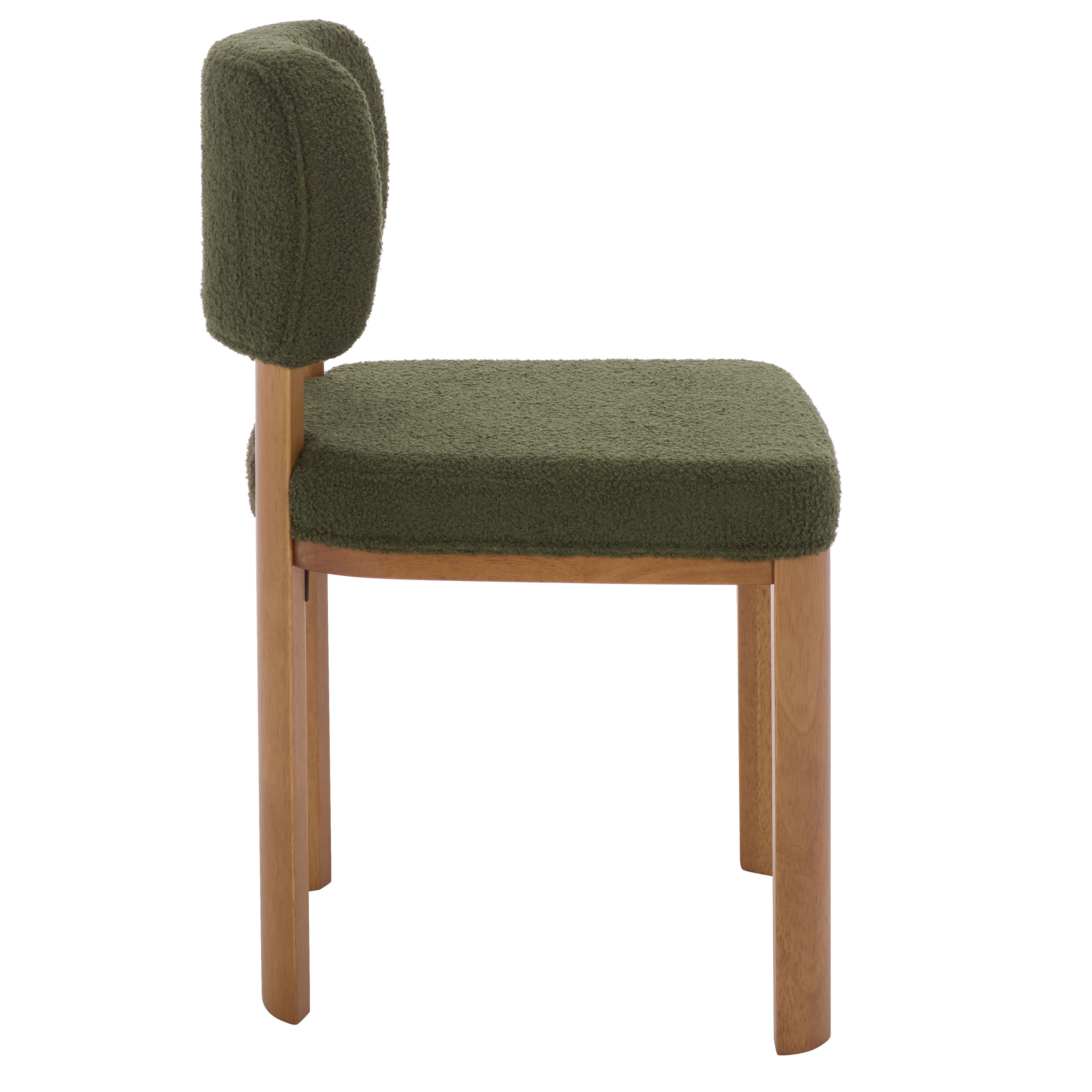 Safavieh Hyden Modern Wood and Fabric Dining Side Chairs, Dark Green / Light Walnut