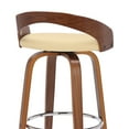 thumbnail image 4 of Sonia 30" Bar Height Swivel Cream Faux Leather and Walnut Wood Bar Stool, 4 of 11