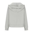 thumbnail image 4 of VEKDONE Cropped Hoodies for Women Half Zip Drawstring Hooded Sweatshirt with Thumb Holes Fall Winter Long Sleeve Thin Fleece Pullover Top Solid Color Cute Blouse with Pockets Gray M, 4 of 9