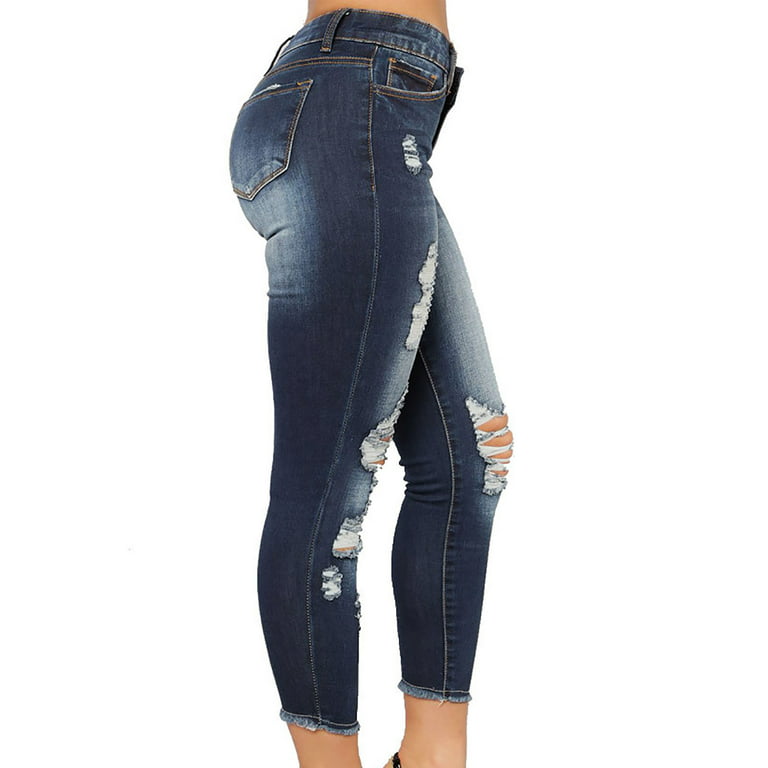 SELONE Cute Jeans for Women Trendy With Pockets Denim Ripped