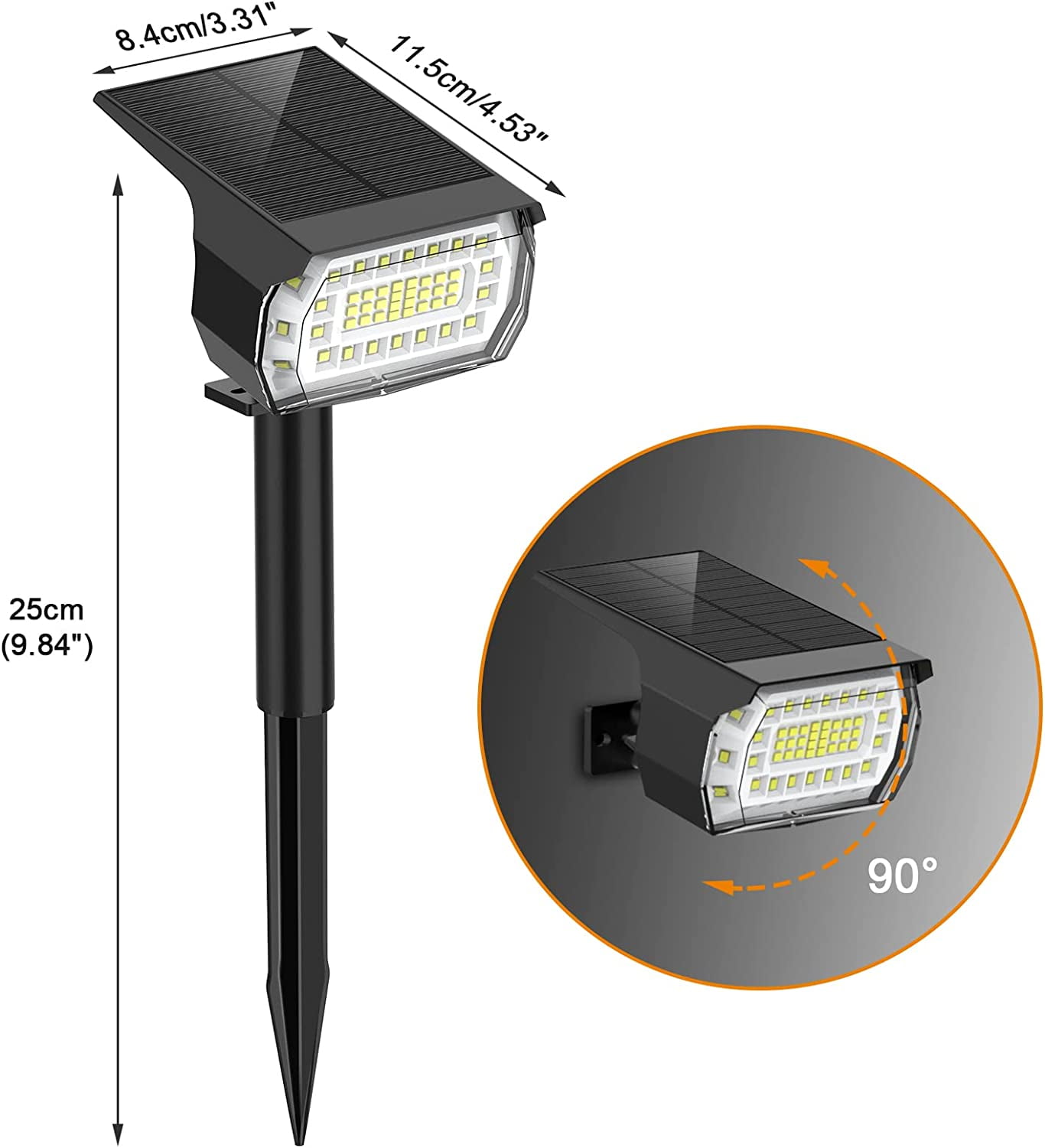 Solar Spot Lights Outdoor, [8 Pack/76 LED] 2-in-1 Solar Landscape Spotlights, 3 Modes IP65 Waterproof Dusk to Dawn Solar Powered Flood Wall Lights for Outside Yard Garden Pathway(Cool White)
